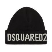 Gebreide Logo Baret Zwart Dsquared2 , Black , Heren