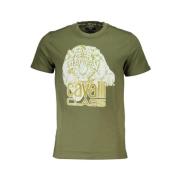 Gedrukt Logo Ronde Hals T-Shirt Cavalli Class , Green , Heren