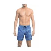 Blauwe Zwemshorts met All-Over Print Bikkembergs , Blue , Heren