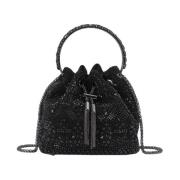 Rhinestone Clutch Tas Alma EN Pena , Black , Dames