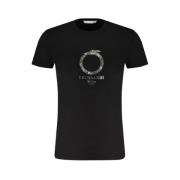 Zwart T-shirt met Print Logo Trussardi , Black , Heren