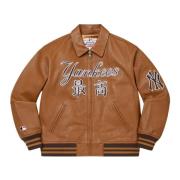 Beperkte oplage leren varsity jack bruin Supreme , Brown , Heren