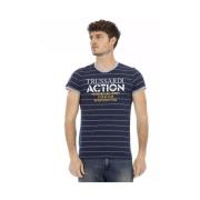 Blauw Katoenmix Casual Tee Trussardi , Blue , Heren