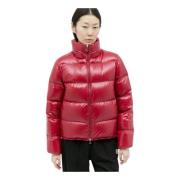 Gewatteerd Donsjack met Opstaande Kraag Moncler , Red , Dames