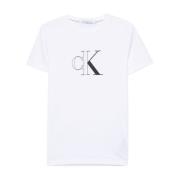 Witte T-shirts en Polos met Logo Print Calvin Klein Jeans , White , He...