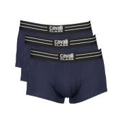 Blauwe Katoenen Boxershorts, Elastische Taille, Contrastdetails, Logo ...