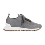 Glanzende Gebreide Sneakers Brunello Cucinelli , Gray , Dames