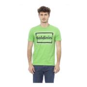 Trendy Heren T-shirt met Logo Patroon Baldinini , Green , Heren