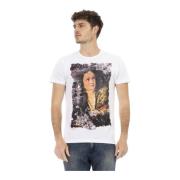 Action T V-hals T-shirt Logo Print Trussardi , White , Heren