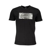 Zwart T-shirt met print logo Cavalli Class , Black , Heren