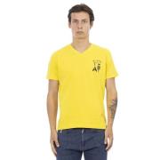 Helder Geel V-hals T-shirt met Borstprint Trussardi , Yellow , Heren