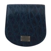 Elegante Blauwe Caimano Leren Portemonnee Dolce & Gabbana , Blue , Dam...