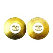 Pre-owned Metal earrings Chanel Vintage , Yellow , Dames