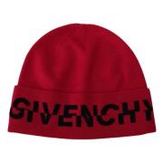 Elegante wollen muts met logo Givenchy , Red , Heren