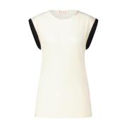 Geribbeld Top met Geborduurde Details Marni , Beige , Dames