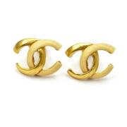 Pre-owned Metal earrings Chanel Vintage , Yellow , Dames