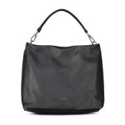 Stijlvolle Leren Handtas Abro , Black , Dames