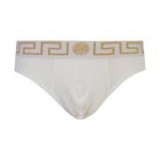 Witte Organische Jersey Lage Taille Briefs Versace , White , Heren