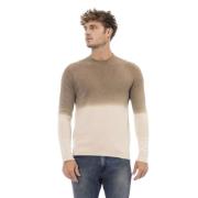 Beige Alpaca Blend Trui met Ronde Hals Alpha Studio , Beige , Heren