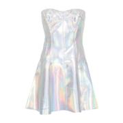 Zilveren Holografische Mini Jurk Norma Kamali , White , Dames