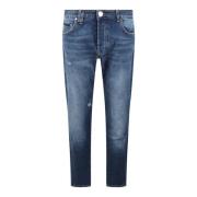 Stone Washed Denim Skinny Fit Broek Philipp Plein , Blue , Heren