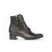 Zwarte Leren Veterschoenen Gabor , Black , Dames