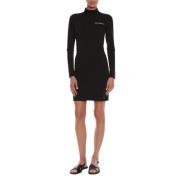 Chique Katoenen Jurk met Geborduurd Logo Love Moschino , Black , Dames