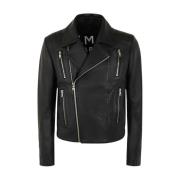 Leren Jas, 0PA Noir Balmain , Black , Heren