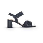 Zwarte Leren Zomer Sandalen Gabor , Black , Dames