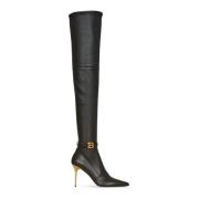 Stretchleren Raven dijlaarzen Balmain , Black , Dames