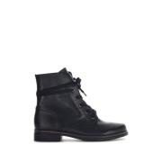 Zwarte Leren Veterschoenen Gabor , Black , Dames