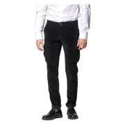 Fluwelen Cargo Broek 500 Streep Extra Slim Fit Mason's , Black , Heren