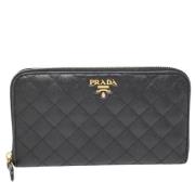 Pre-owned Leather wallets Prada Vintage , Black , Dames