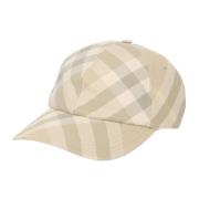 Beige Check Baseball Hat Burberry , Beige , Heren