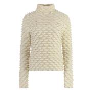 Wollen Turtleneck Trui met Vissenschubben Bottega Veneta , Beige , Dam...