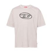 Roze Jersey Crew Neck Logo T-shirt Diesel , Pink , Heren