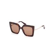 Designer Zonnebril Havana Rood Bordeaux Lens Max Mara , Brown , Dames