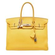 Pre-owned Leather totes Hermès Vintage , Yellow , Dames