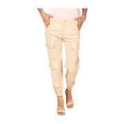 Curvy Cargo Broek met Stud Details Mason's , Beige , Dames