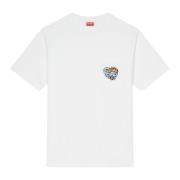 Wit Katoenen T-Shirt met Borstprint Kenzo , White , Heren