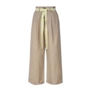 Beige Katoen Linnen Broek Pinko , Beige , Dames