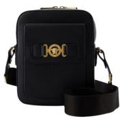 Leather shoulder-bags Versace , Black , Heren