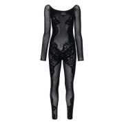 Elegant Lace Tattoo Jumpsuit Wolford , Black , Dames