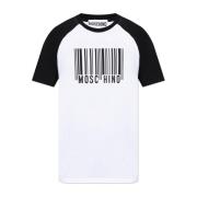 T-shirt met logo Moschino , White , Heren