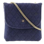 Pre-owned Cotton pouches Chanel Vintage , Blue , Dames