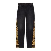 Jeans met Barocco-motief Versace , Black , Dames