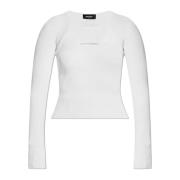 Ribbed Top Dsquared2 , White , Dames