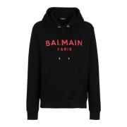 Katoenen sweatshirt met Paris logo print Balmain , Black , Heren