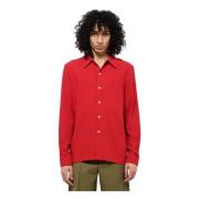 Rode Viscose Shirt, Lange Mouwen, Klassieke Kraag Séfr , Red , Heren