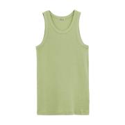 Groene Katoenen Rib Tanktop Auralee , Green , Dames